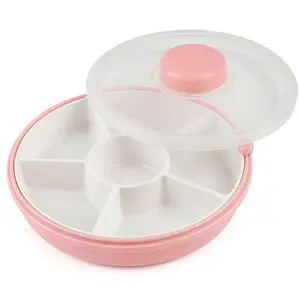 Nazarian Finest Snack Container - 5 Compartment Dispenser with Interactive Button, BPA/PVC-free, Non-toxic, Dishwasher Safe - 8oz Lunch Container for Home, School & Travel (Multi-color)