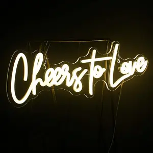 Cheers to Love Neon Sign,Love Neon Sign,Wedding Neon Sign,Neon Sign for Room,Warm White Neon Sign for Wall Decor,Light Sign for Wedding,USB Powered Sign for Wedding Decor(16.5"X5.9")