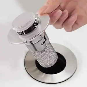 1/2 Counts Pop-Up Bathroom Sink Drain Strainer with Removable Stainless Steel Filter Basket, Universal Sink Stopper for Bathroom & Kitchen,Bathroom Sink Stopper Hair Catcher,Anti-Clog, Easy Install