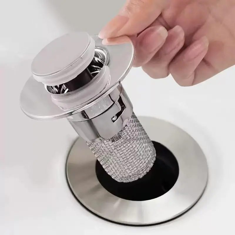 1/2 Counts Pop-Up Bathroom Sink Drain Strainer with Removable Stainless Steel Filter Basket, Universal Sink Stopper for Bathroom & Kitchen,Bathroom Sink Stopper Hair Catcher,Anti-Clog, Easy Install