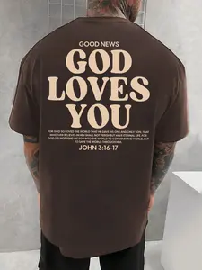 Men's Slogan Athletic Letter Print Graphic Round Neck Tee, Fashion Casual Short Sleeve T-shirt for Daily Outdoor Wear, Casual Summer Top for Men