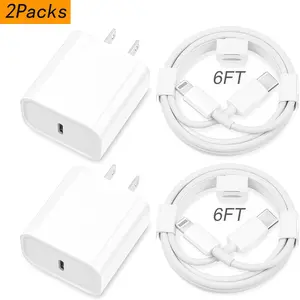10FT/6FT Super Fast Charging 2-Pack Type-C Wall Charger Block with 2-Pack USB-C to Lightning Cable for iPhone 14/13/12,AirPods Pro, Mobile Smartphone