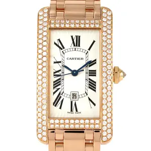 Pre-owned Cartier 18K Rose Gold (Au750) Small Leather Goods Tank American Pink Gold Automatic