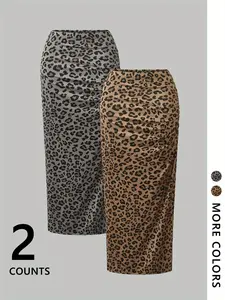 New Sexy Leopard Print Skirt Set, Slim-Fitting Halter Neck Dress, Womenswear, Fashionable All-Season Wear, Perfect for Outdoor & Home Use