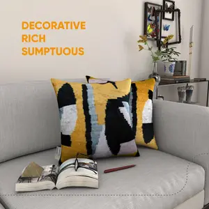 Canvello Handmade Black And Yellow Pillows - 18x18 | Set of 2 |