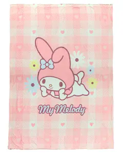 Sanrio Hello Kitty and Friends Blanket My Melody Pink Buffalo Plaid Throw 46"X60"