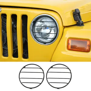 Laser-Cut Front Headlight Guard Protective Cover Trim, Perfect-Fit Car Accessories & Auto Parts Accessories for 1997-2006 Jeep Wrangler TJ Front Headlights