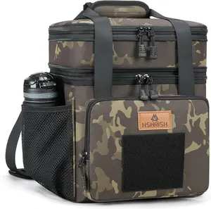 HSHRISH Insulated Lunch Bags for Men Expandable Large 15L Gray Double Deck Reusable Tote Bag for Picnic Work Office Outdoor Activities Soft Sided Cooler Durable Travel Essentials