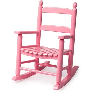 Children's Rocking Chair, All-Weather Wooden Porch Rocker with High Backrest, Ideal for Garden, Yard, and Balcony, Patio Rocking Chair Suitable for Kids Ages 3-6