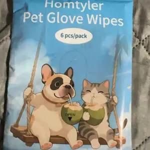 Homtyler Pet Cleaning Glove Wipes, Rinse Free Dog Grooming Gloves for After Walk, Disposable Cat Wipes for Paws, Natural Ingredient Hypoallergenic, 6pcs/18pcs/24pcs Pet Wipes