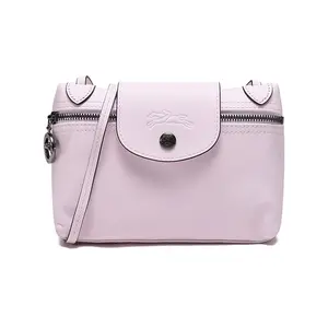 Longchamp Le Pliage 20 Valentine's Edition Leather Mahjong Bag with Snap and Zipper Closure for Women in Petal Pink