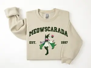 Meowscarada Sweatshirt, Pkm Characters Sweatshirt, Anime Shirt
