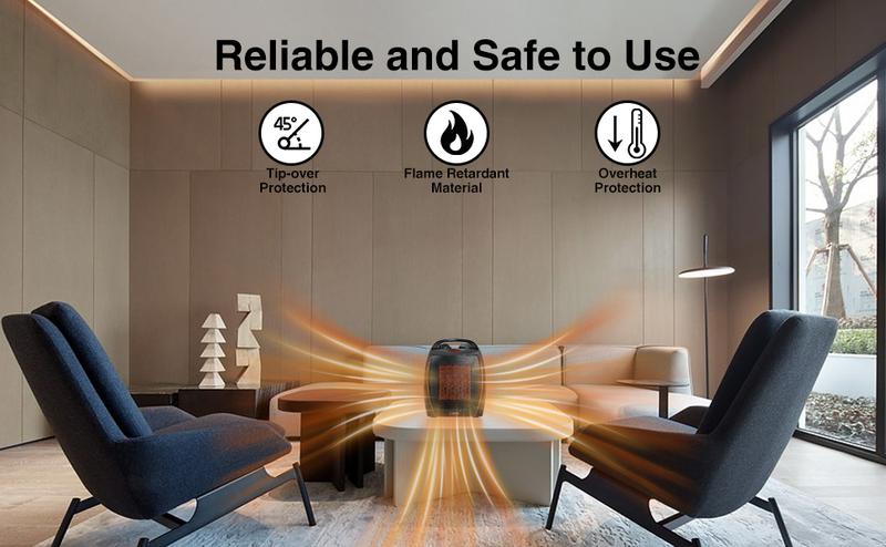 R.W.FLAME Small Space Heater for Indoor Use, Electric Ceramic Space Heater, Portable Heaters Fan for Office and Bedroom with Adjustable Thermostat ETL Listed,1500W R.W.FLAME Small Space Heater for Indoor Use, Electric Ceramic Space Heater, Portable Heaters Fan for Office and Bedroom with Adjustable Thermostat ETL Listed,1500W