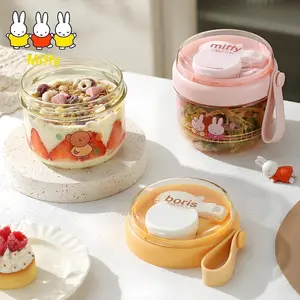 Kawaii Miffy Rabbit Yogurt Salad Cup Student and Adult Soup and Porridge Breakfast Cup Portable Fruit Cup with Handle