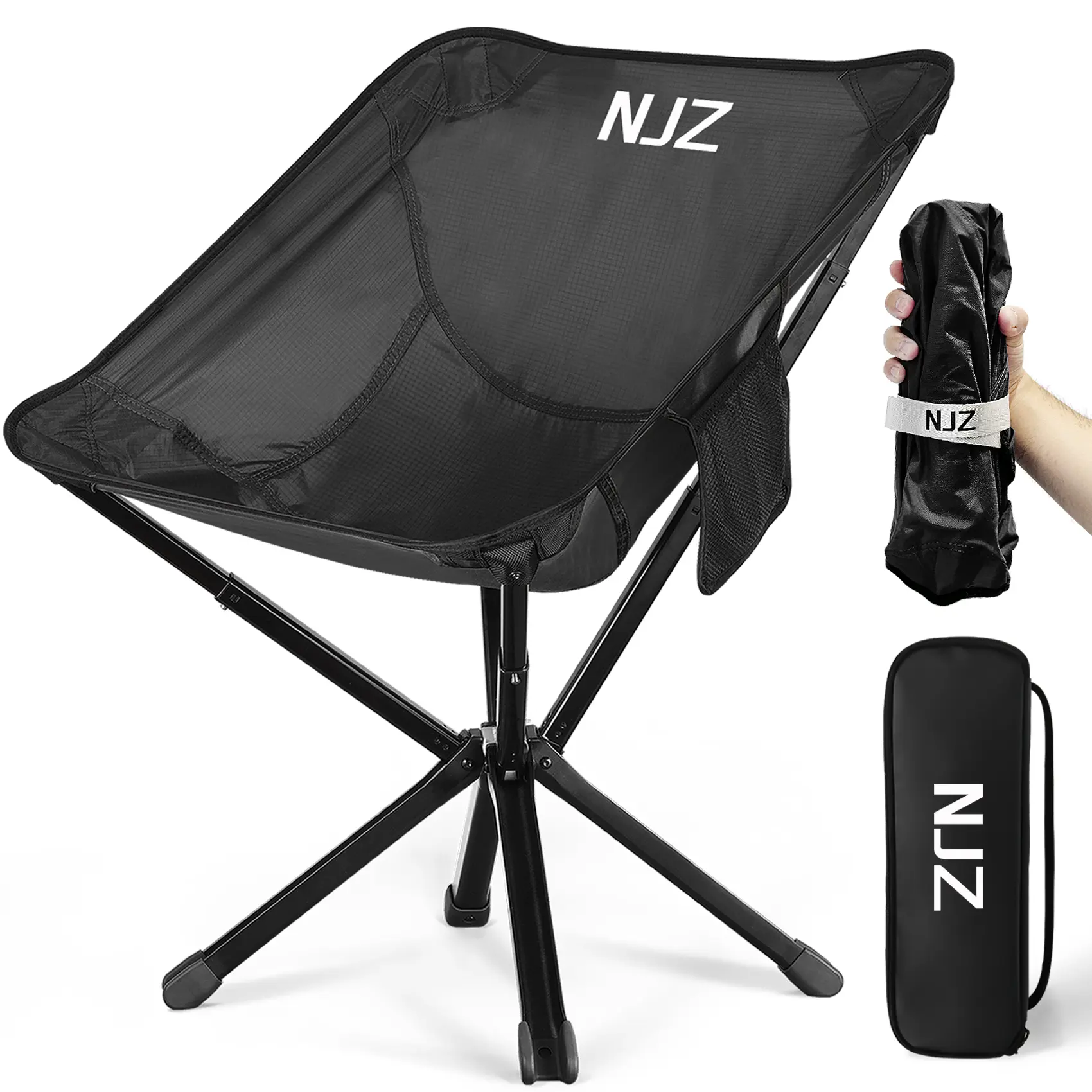 NJZ Lightweight Camping Chair for Backpacking, Weighs 3 LBS | Carrying Bag | Easy Setup, Compact Ultralight Portable Carrying Camp Chair for Travel, Picnics, Hiking, Beach