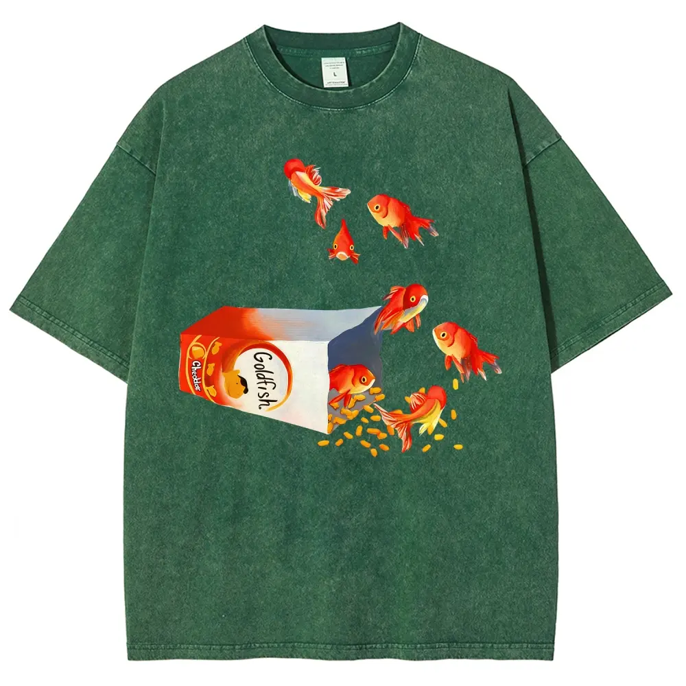 Gold Fish Fun Graphic Vintage Tee 90s Graphic Tees Men's t Shirts Graphic Tee t Shirts Funny Graphic Tee Good Graphic Tees Men's Graphic Tees Streetwear Outfits Men Vacation Outfits Oversized Tshirt Men
