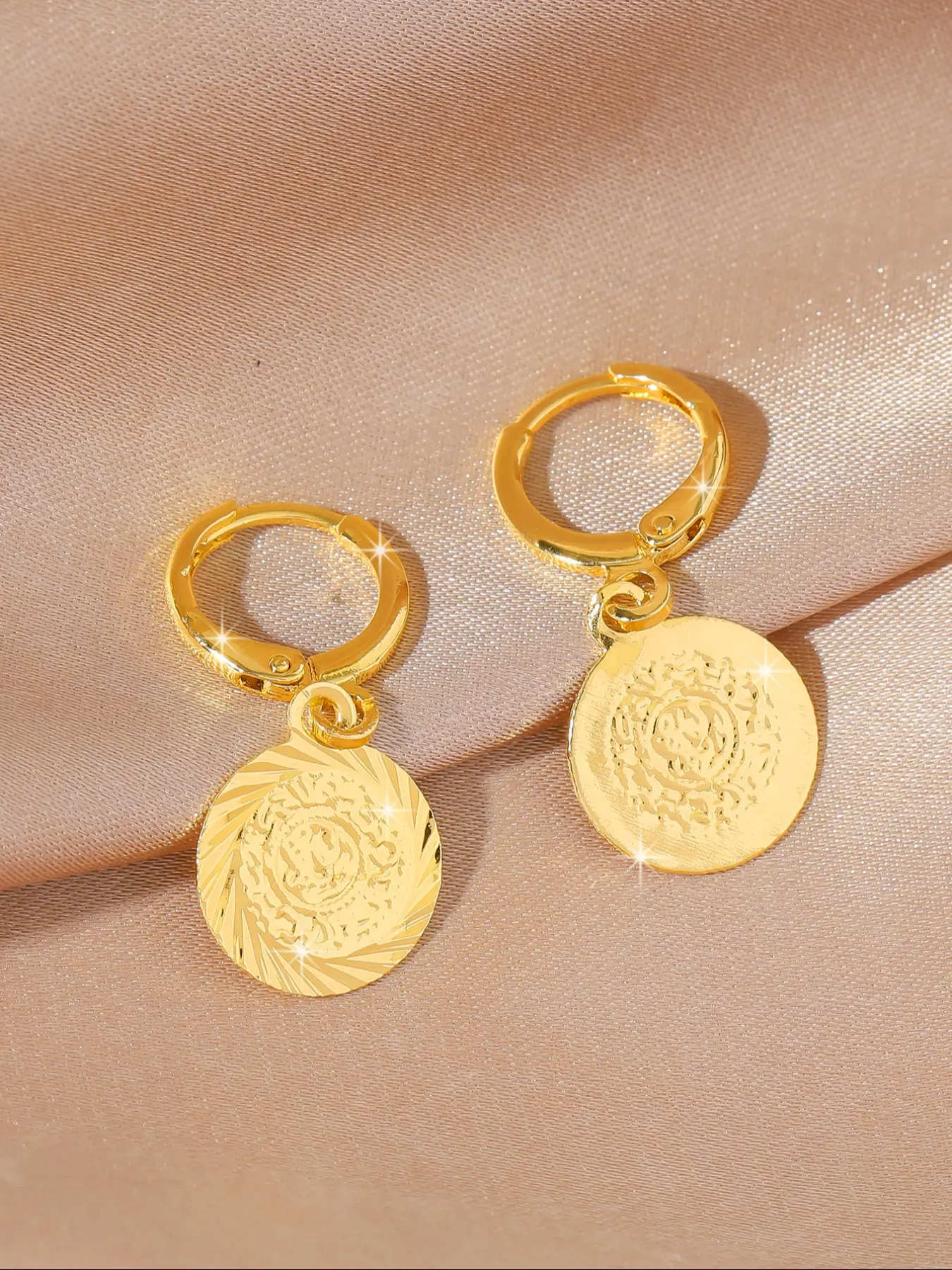 High-Quality Ancient Coin Earrings, Boho Style, Copper Plated 24k, Unique Design Earrings, Perfect Gift for Girlfriend Bestie, Women's Luxurious Daily Jewelry, Statement Earrings, Circle Shape Earrings