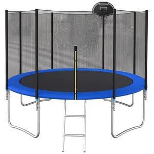 12FT Trampoline Outside Safety Net with Basketball Hoop