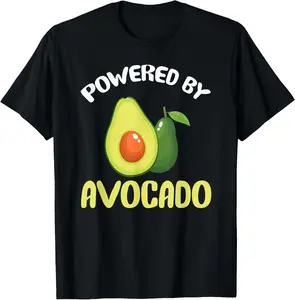 100% Cotton Unisex Avocados Vegan Food - Powered By Avocado T-Shirt Graphic Printed Vintage Casual Tshirt