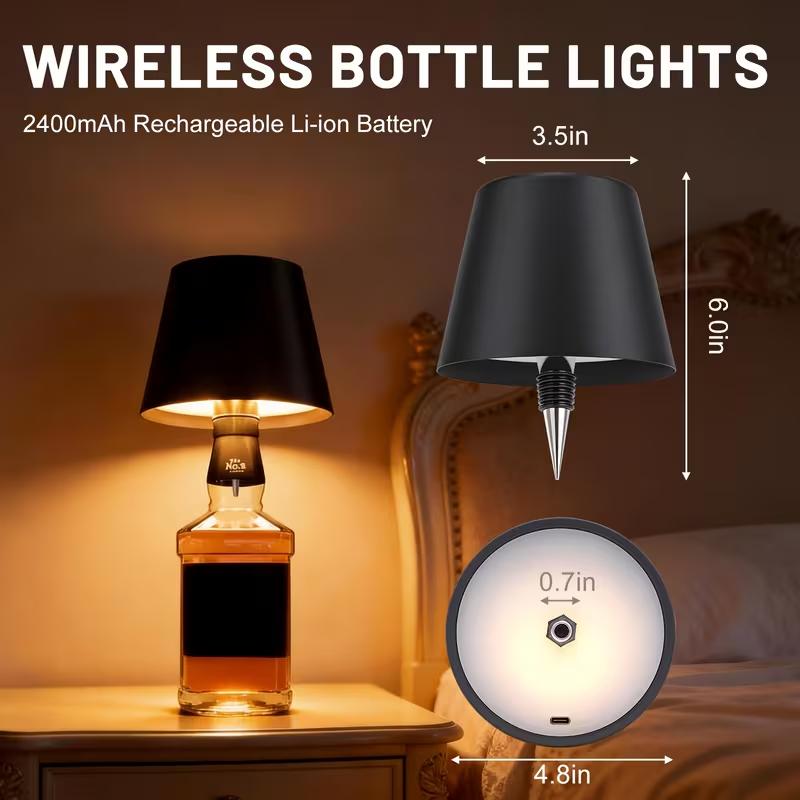 A Portable Wireless LED Bottle Lamp, Adjustable Ambient Table Lamp, Rechargeable Touch-Sensitive Night Light, Suitable for Bedside, Living Room, Dining Room, Or Bedroom
