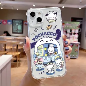 Cute for Pochacco Ice Cream Truck Phone Case Suitable for Iphone 17, 16, 15, 14, 13, 12, 11 Pro Max, X, XR, XS Max, 8, 7 Plus, Featuring a Transparent Soft Back for Drop Protection. Protective Cellphone