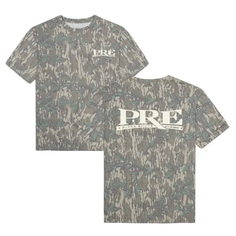 PRE Paper Route Empire Mossy Oak Greenleaf Camo T-Shirt – Original Hunting Style Tee for Men, Mossy Oak Shirt, 3D Camo Style T-Shirt, Gift For Men Camouflage Outdoor