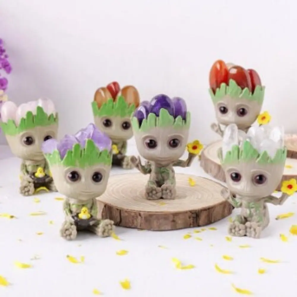 Natural Crystals Groot Character Flowers Healing Ornament