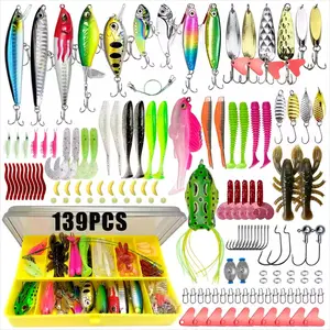 26/30/138/139 Piece Fishing Lure Set, Soft Hard Baits, Metal Lures, Spoon Bait, Lifelike Crayfish Lures, Multi-Layer Gears, Ideal for Bass, Salmon, Crankbait Accessories, Artificial Fishing Lures
