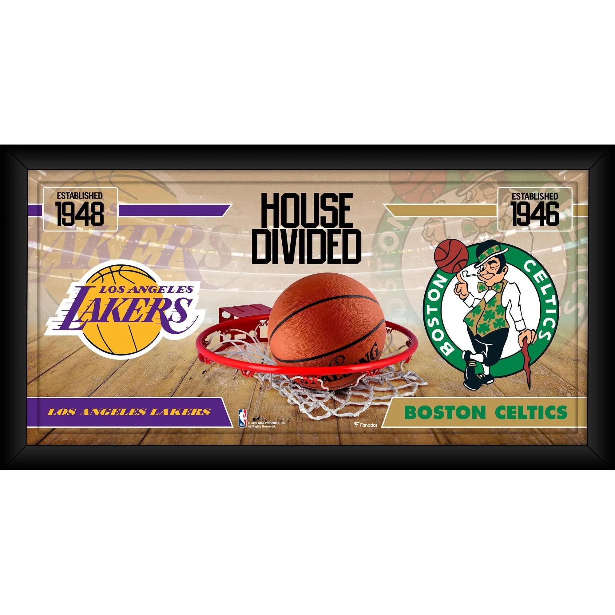 Boston Celtics vs. Los Angeles Lakers Framed 10" x 20" House Divided Collage - Fanatics Authentic Certified
