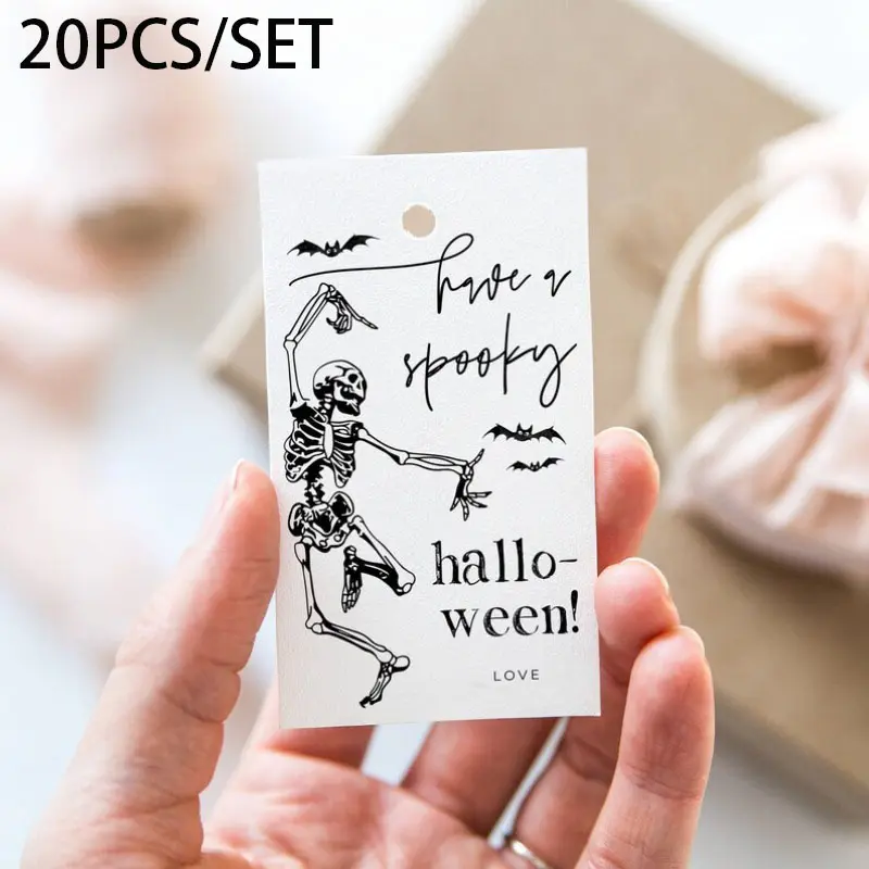 20pcs Dancing Skeleton Halloween Gift Tags, Spooky Party Favor Tags, Fun Skeleton Themed Decorations for Halloween Celebrations