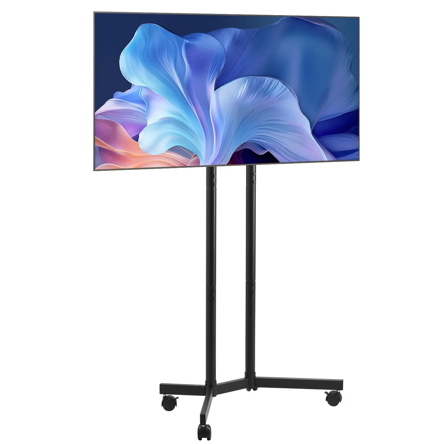 VEVOR Modern LED Rolling TV Stand, Mobile TV Cart for 32-65 Inch Screens, Height-Adjustable Portable Stand with Wheels, Holds Up to 88 lbs, Max VESA 400x400mm, for Living Room, Office, Modern Tv Stand, Led Tv Stand