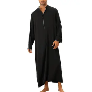 Arab style minimalist long men's shirt, Muslim robe