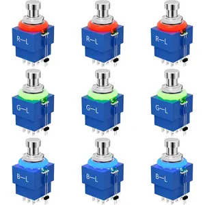 Guitar Pedal  Lighted 3PDT 9 Pin Latching Stomp Footswitch Solder Lugs with Multi-colored Light -9pcs
