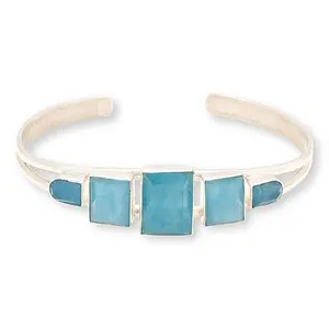 Mine Finds by Jay King Sterling Silver Aquamarine 5-Stone Cuff Bracelet