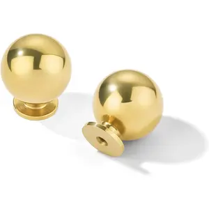 5-Pack 1-1/8 Inch Diameter Round Ball Solid Brass Cabinet Knobs, Unlacquered & Lacquered Knobs for Dresser Drawer