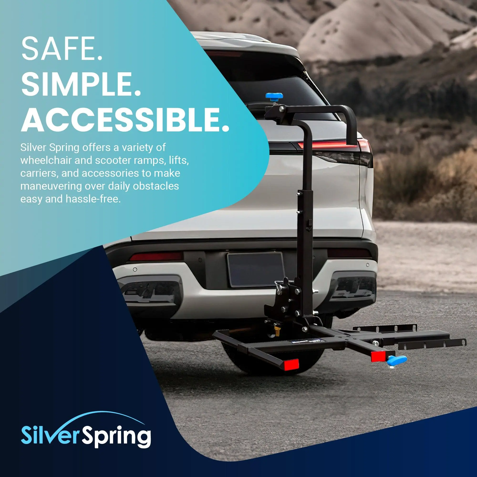 Silver Spring Foldable Manual Wheelchair Carrier Platform with Hitch Ball Mount