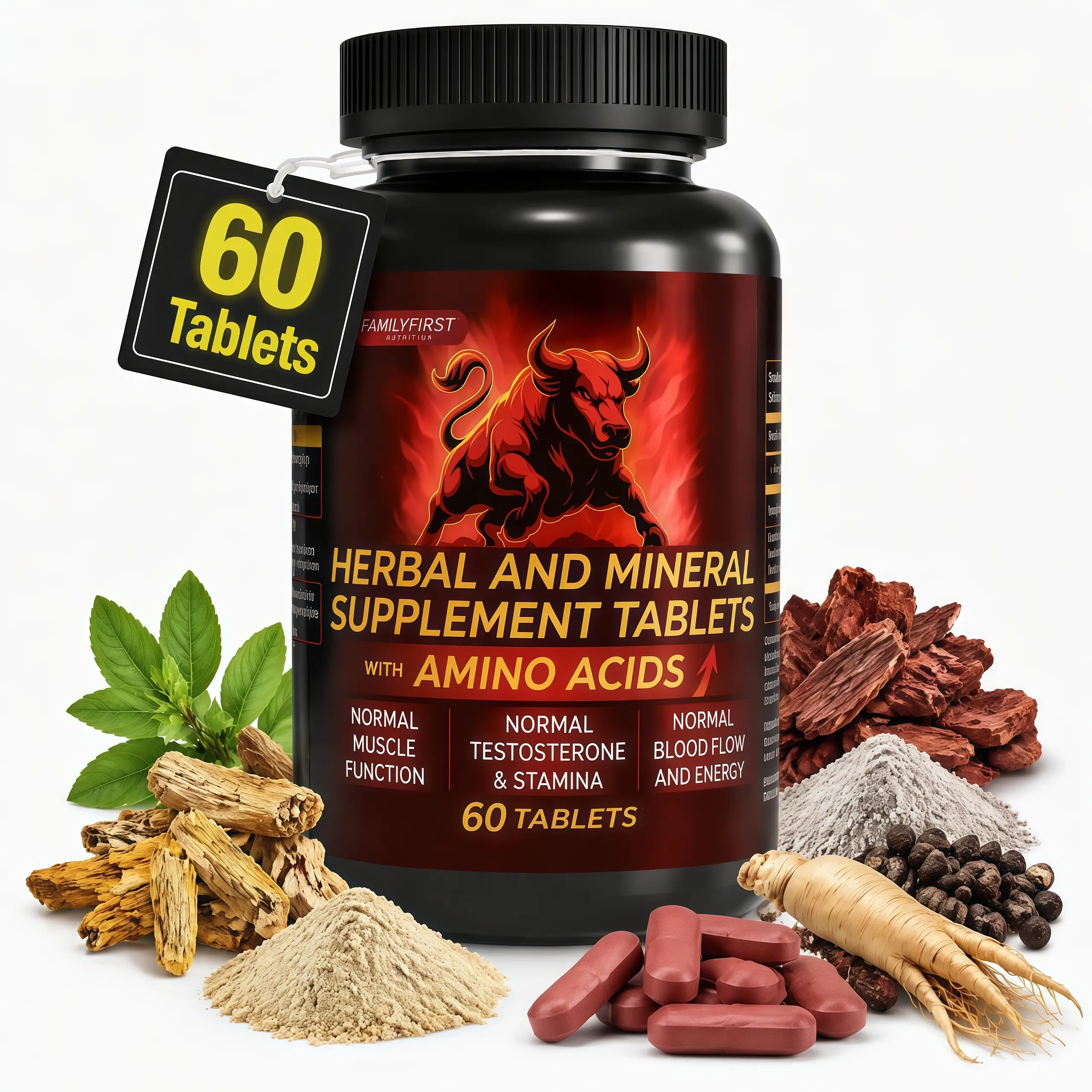 Multi-Ingredient Health Supplements with Herbal&Aminos&Zinc  - 60 Tablets, 7 Professional Functional Ingredients, Energy Boost, Amino Acids (L-Arginine, L-Citrulline), Botanical Blend, Black Pepper, Body Health Edible Dietary Support Edible Supplements En