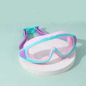 Kids Swimming Goggles,Goggles with Earplugs,Wide Vision Design Comfortable Sillicone Material Goggles for 3-14 age Boys＆Girls Diving Swimming Goggles, Swim Glasses