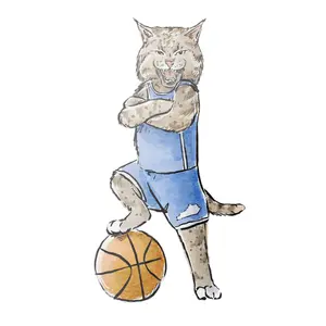Wildcat Standing on Basketball Sticker