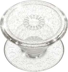 PopSockets Adhesive Phone Grip, Holder, Phone Stand, Kindle - Clear Glitter Silver
