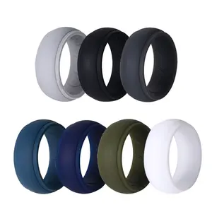OIDEA Mens Silicone Wedding Rings, 8mm Breathable Curved Rubber Wedding Bands, Sport Silicone Ring for Men 7 Pack