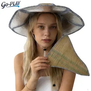 Fan Foldable Wide Brim Sun Hat, UV Protection Lightweight Bucket Hat with Drawstring, Unisex Summer Outdoor Hat for Beach Camping