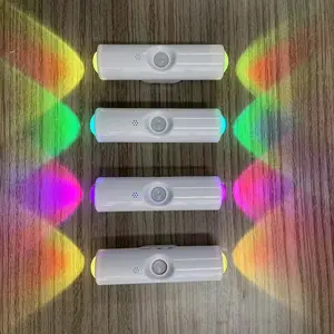 Adjustable Smart Motion Sensor Wall Lamp, 3/4pcs RGB Adjustable Smart Motion SensorWall Light, Rechargeable USBBedside Night Light, Magnetic RGB Wall Spotlight Gradient Mood Lighting for Ambiance, Stairs, Corridor, Office LED dimmable wall lamp