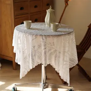 Lace Tablecloth, Round Tablecloth with Tassel Decor, Table Cover for Home Kitchen Dining Room, Household Tablecloths, Table Decorations