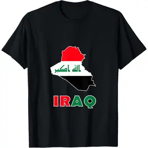 Iraq Iraqis map flag T-Shirt Pure Cotton Graphic Tees Menswear Top: Gifts for Men & Women