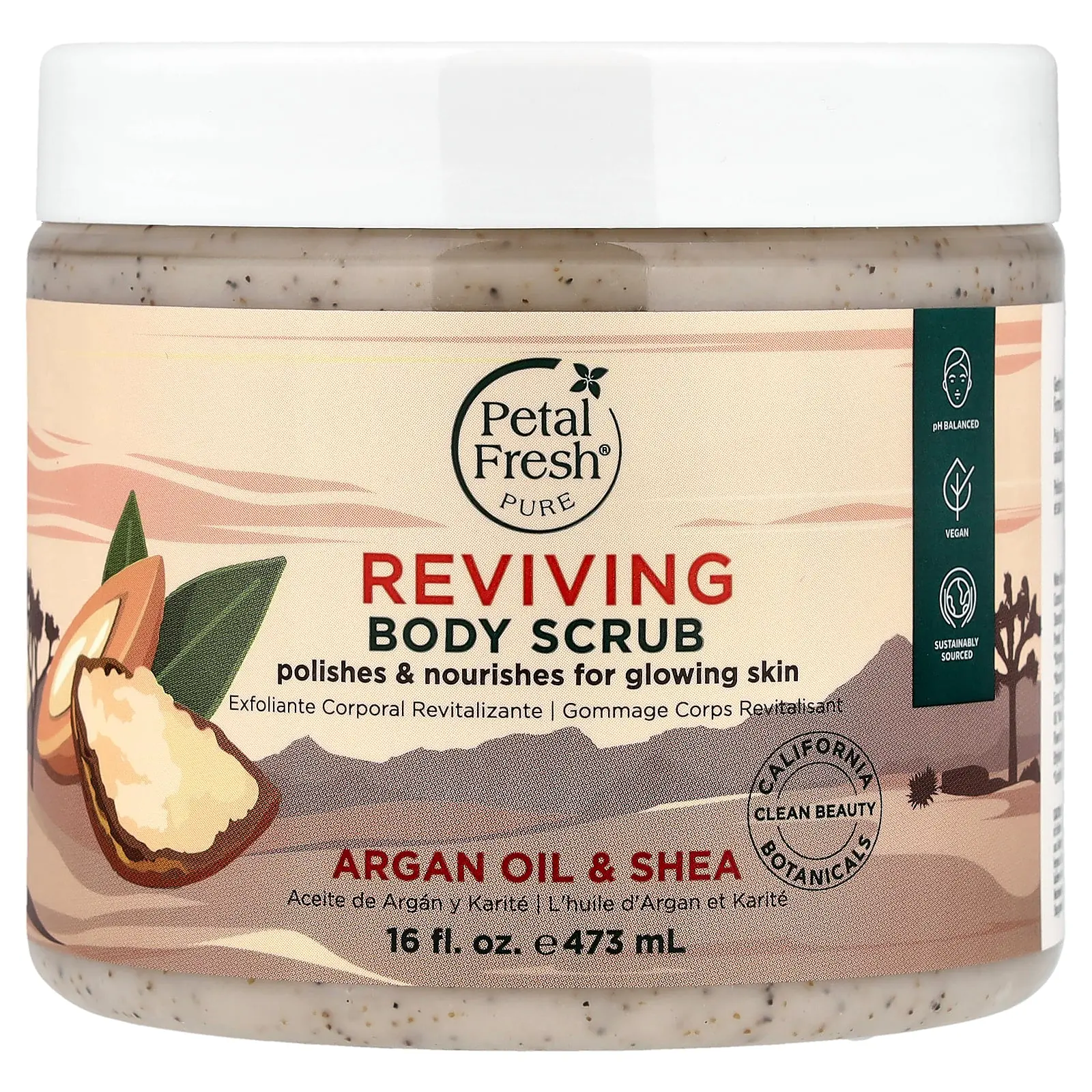 Petal Fresh Reviving Body Scrub, Argan Oil & Shea, 16 fl oz (473 ml)