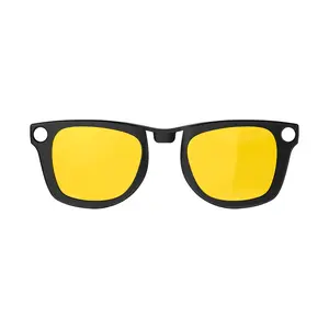 SummerVibes HIBLOKS Non-Polarized Clip-On Styling Sunglasses - M Size (50-22) Tinted Discoloration Clips for RW4006 Smart Glasses, Full Protection, Glare-Free, Stylish Eye Shield (Yellow)