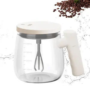 Smart Self-Stirring Mug 400ml, USB Rechargeable Automatic Coffee Mixer with Spill-Proof Lid, High Borosilicate Glass Mixing Cup for Coffee, Tea, Hot Chocolate – Modern Kitchenware, Easy Clean Travel Tumbler, Ideal Gift for Coffee Lovers drink