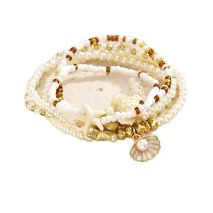 Seashell Bracelet for Women: Beach Bracelets with Starfish & Turtle Charm, Bohemian Shell Jewelry, Beach Accessories & Beach Jewelry for Women