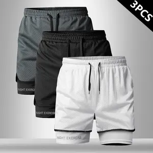 Men's Casual Athletic Shorts, Elastic Waistband Mesh Breathable Fabric Shorts with Fashion Reflective Letter Print, Summer Gym Shorts for Running, Soccer & Outdoor Activities SpringStatements